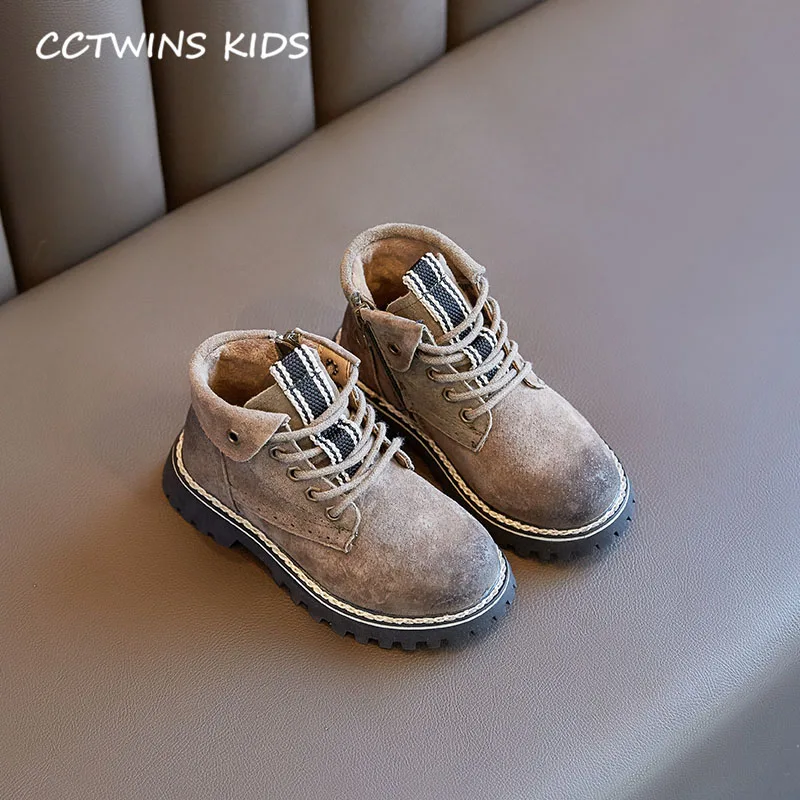Thin Khaki CCTWINS/детская обувь; коллекция года; зимняя модная обувь из натуральной кожи; брендовые Ботинки martin для маленьких девочек; Теплые ботильоны для мальчиков; Цвет Черный; MB112 - Цвет: Thin Khaki