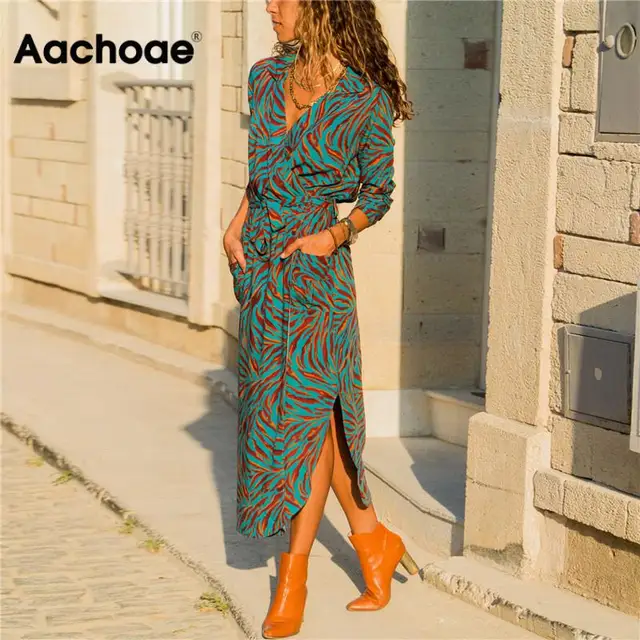 US $10.14 Women Long Dress Floral Print Summer Maxi Bohemian Beach Dress Elegant Party Dress Long Sleeve Offi