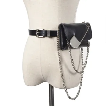 

Fashion Women Waist Pack Leather Chain bag Fanny Pack Fashion Waist Belt Waist Bags 2PCS