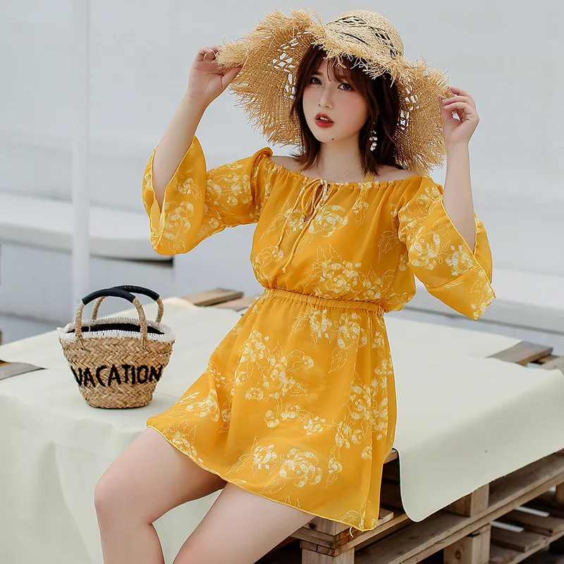 

Bathing Suit Women's Three-piece Set Bikini Conservative Boxer Belly Covering Blouse Large Size Hot Springs Tour Bathing Suit Sm