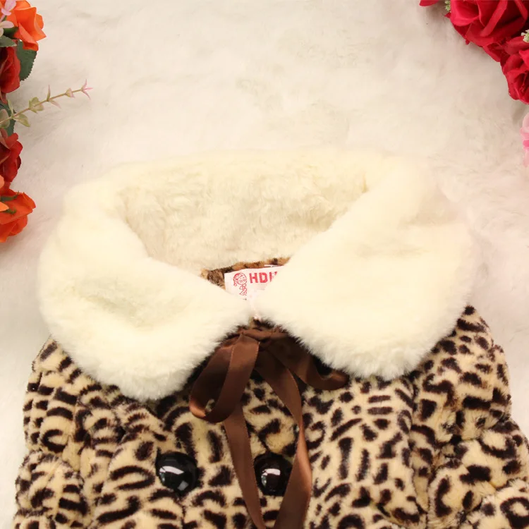 Осенне-зимняя новая стильная меховая хлопковая стеганая одежда с леопардовым узором шерстяной свитер для девочек детская одежда с