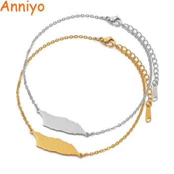

Anniyo 21cm+4cm Aruba Anklet for Women Girls Gold Color Jewelry Foot Chain Aruba Map Ankle Band #113421