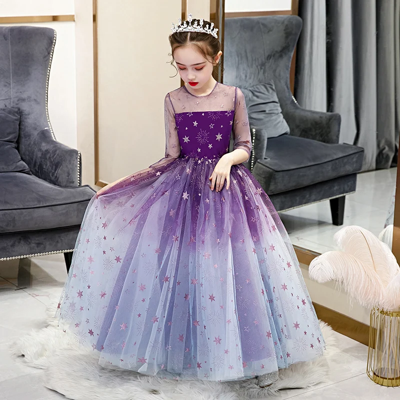 siete y media Descompostura tranquilo Vestido de fiesta morado de flores para niñas, 12 años - AliExpress Madre y  niños