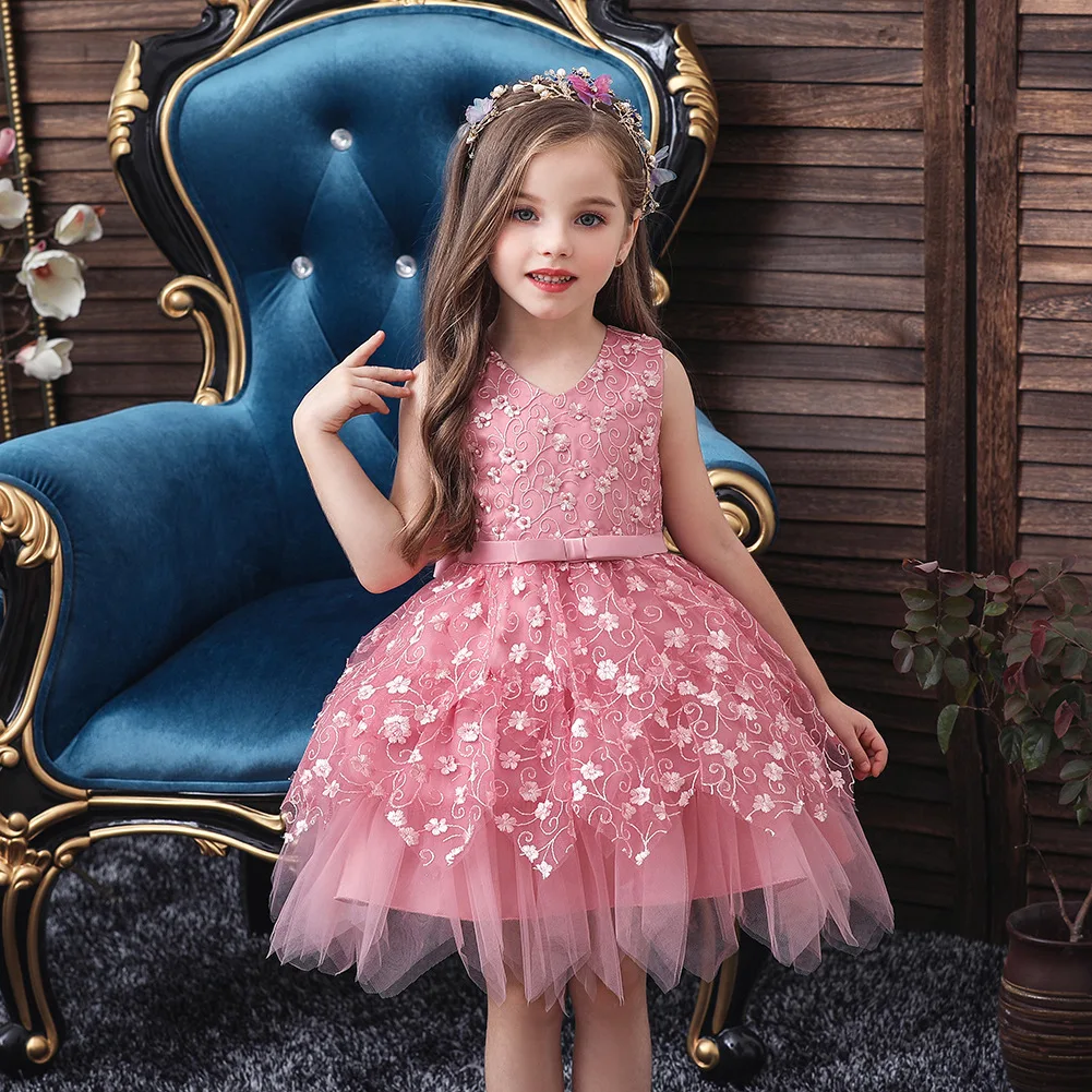 

Christmas Princess Girls Dress For Evening Prom Party Costume Teenage Girls Kids Clothes Wedding Gown Little Girl Red Gown