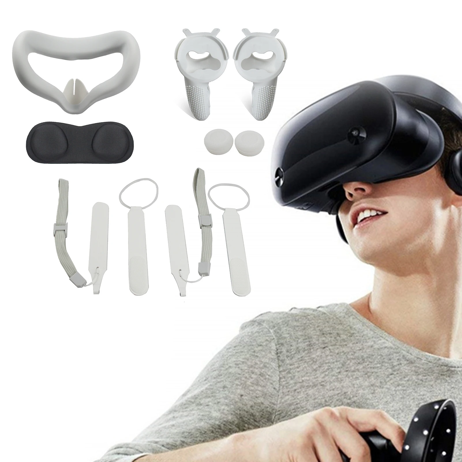 VR Accessorie Set Protective Cover For Oculus Quest 2 VR Touch Controller With Knuckle Strap Handle Grip For Oculus Quest2