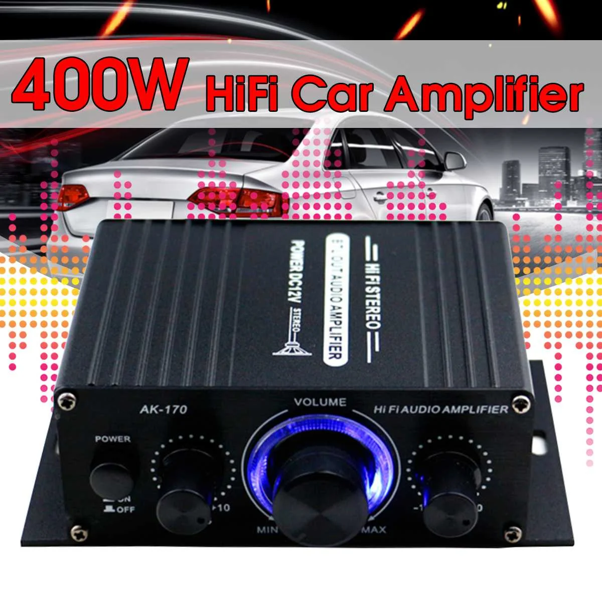 Baratos 200 + 200W 12V de Audio Amplificador HIFI Amplificador de potencia de Audio estéreo de bluetooth para coche música amplificadores Radio FM USB TF AUX