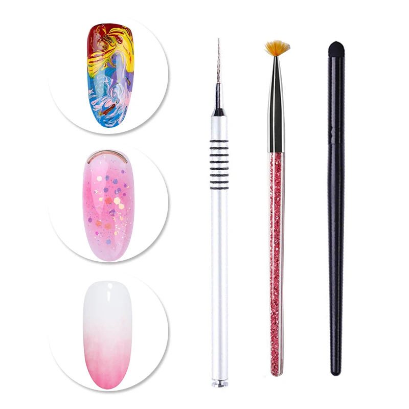 Nail Gradient Brush For Gel Art Ombre Painting Drawing Pen Polish Design Tools | Красота и здоровье