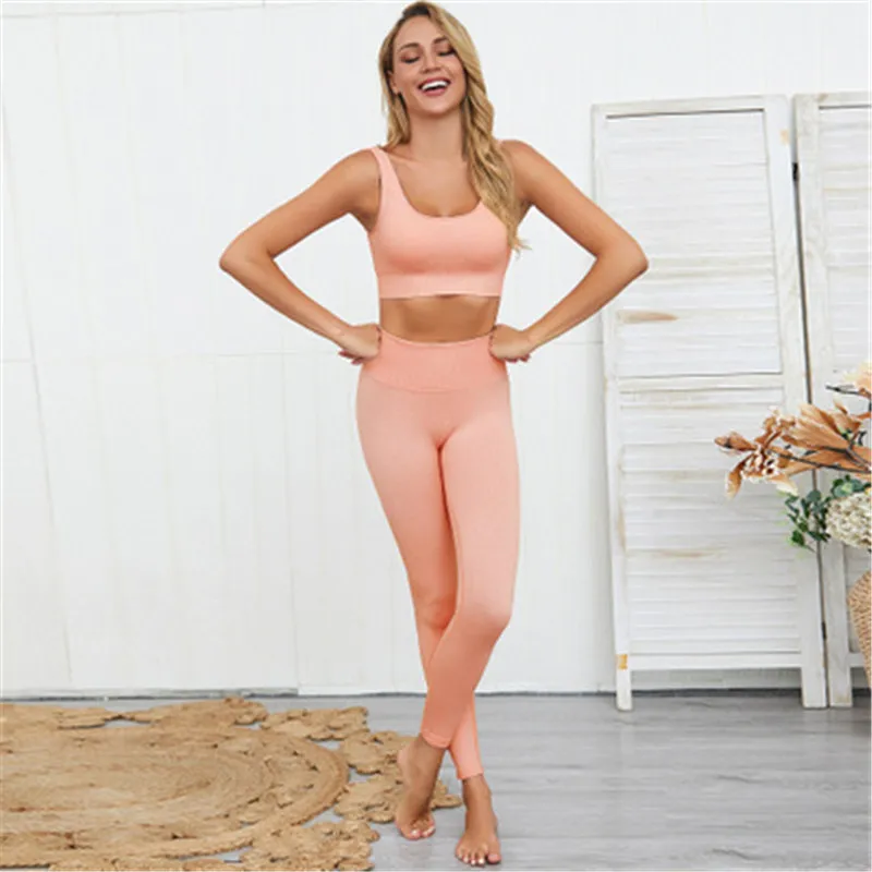 

Women's Tracksuits Nylon Quick-drying Yoga Beauty Back Set Professional Sports Running Seamless Fitness Bra Set