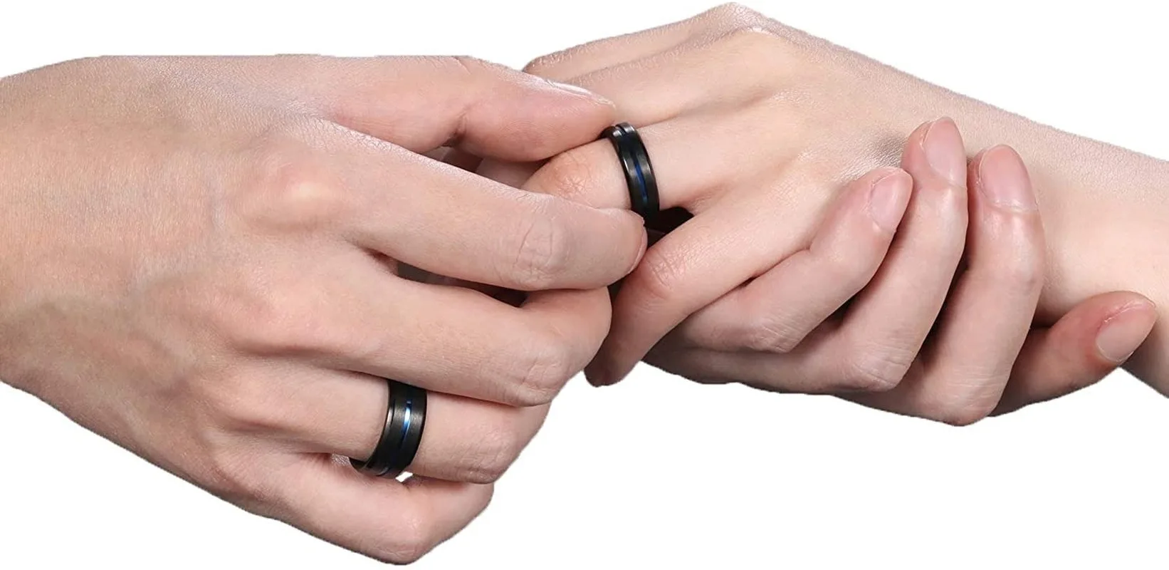Tigrade Titanium Ring 6mm 8mm 10mm Black Blue Centre Groove Wedding Band Comfort Fit Matte for Men Women 5