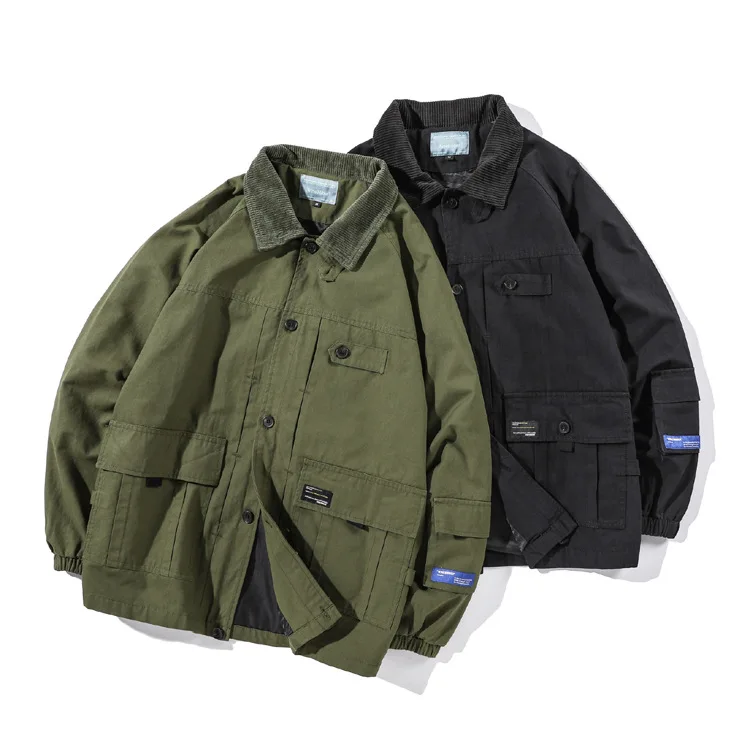 

City Where the Product Autumn New Style MEN'S Labor Jacket Solid Color Multi-pockets Popular Brand Coat Youth Jacket Men's
