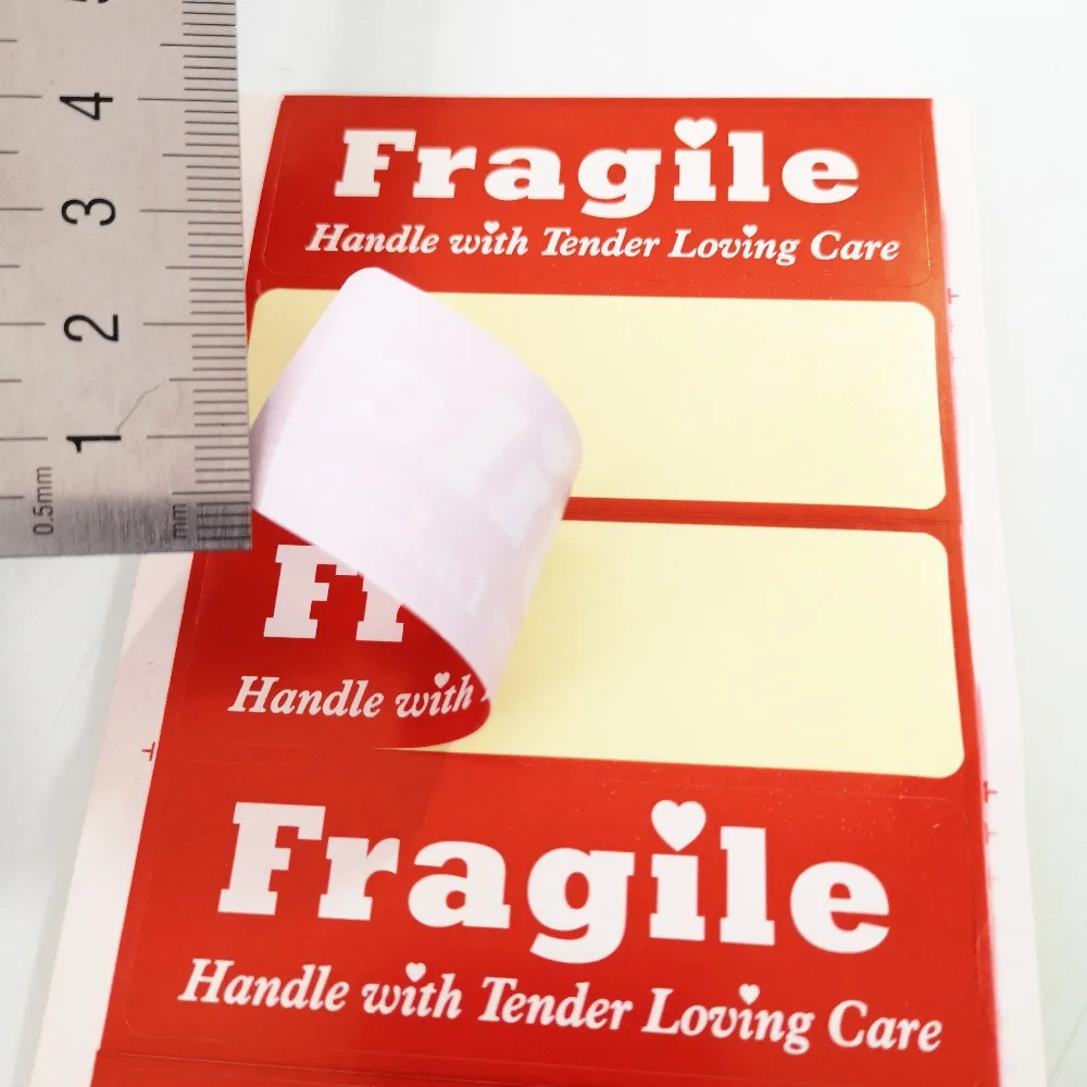 Macia da Etiqueta do Cuidado para a Proteção do Pacote Frágil de 300 Mim com Etiqueta Punho Pces Amorosa Artigo Não Ss40 76x25mm 2 High Quality Material escolar e de escritório
