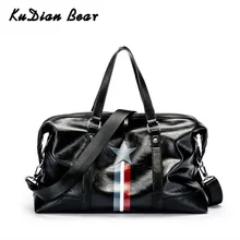 KUDIAN BEAR, большие вместительные мужские дорожные сумки, ручная кладь из искусственной кожи, черные водонепроницаемые мужские сумки для путешествий, модные BIX309 PM49