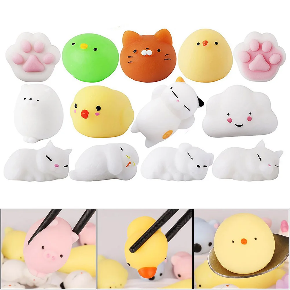 30Pcs Mini Animal Kawaii Mochi Hand Squeezes Stress Relief Toy Soft Kids Gift