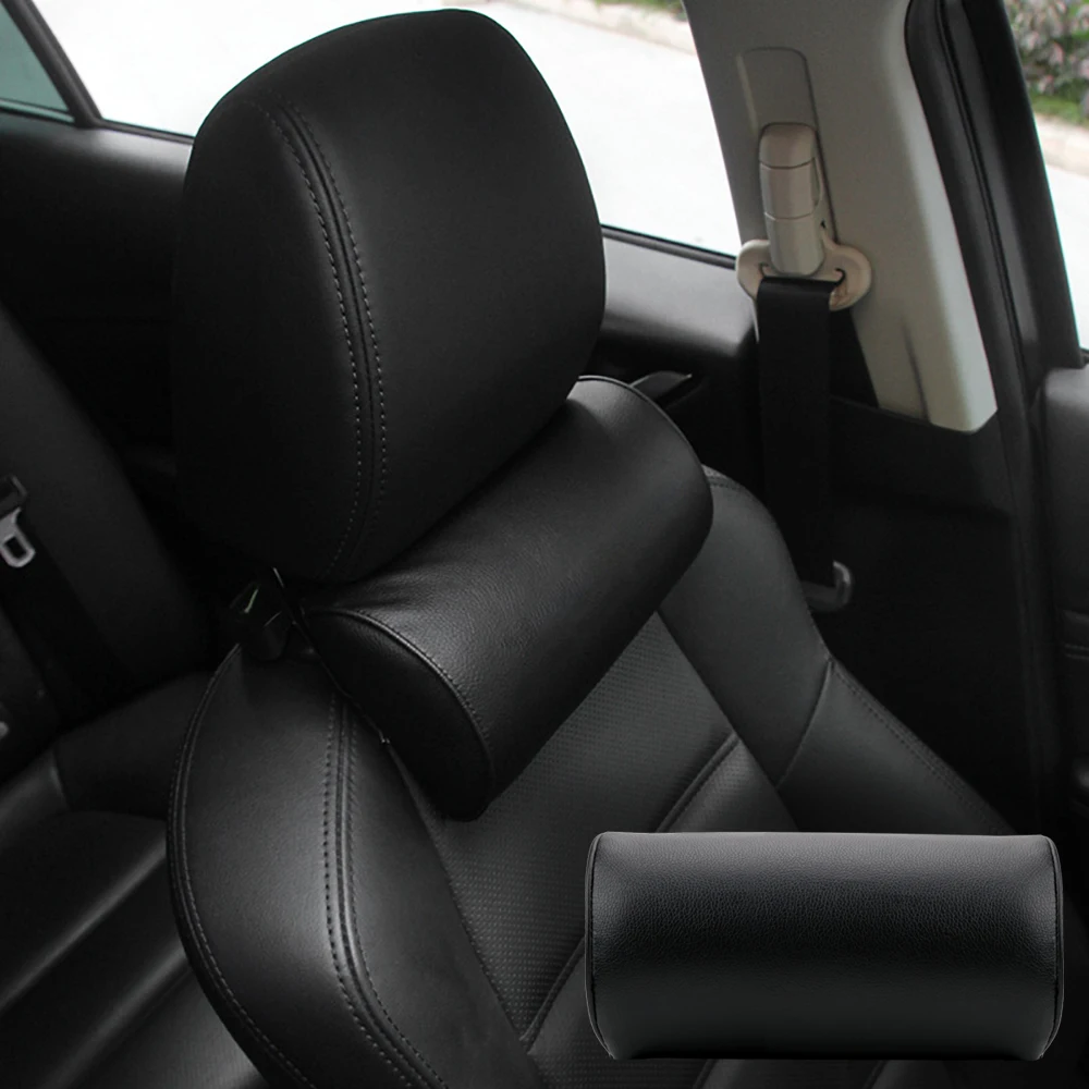 

LEEPEE Leather Car Seat Neck Pillow Travelling Comfortable Auto Head Rest Cushion Neck Protection Head Safety Support Pad