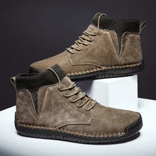 Зимние ботинки; мужские австралийские ботильоны из натуральной кожи; высококачественные ботинки для походов; обувь ручной работы; цвет черный, коричневый, хаки