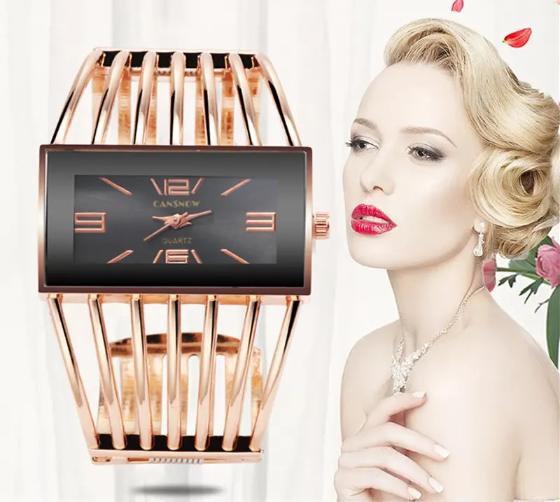 Reloj de pulsera de oro rosa para mujer, pulsera femenina de lujo, a la moda - Imagen 6