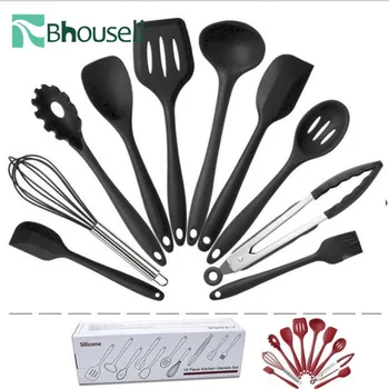 

10 PCS Silicone Cooking Utensils Tools Set Non-stick Heat Kitchen Utensils DIY Cooking Tools BBQ Gadgets Accessories