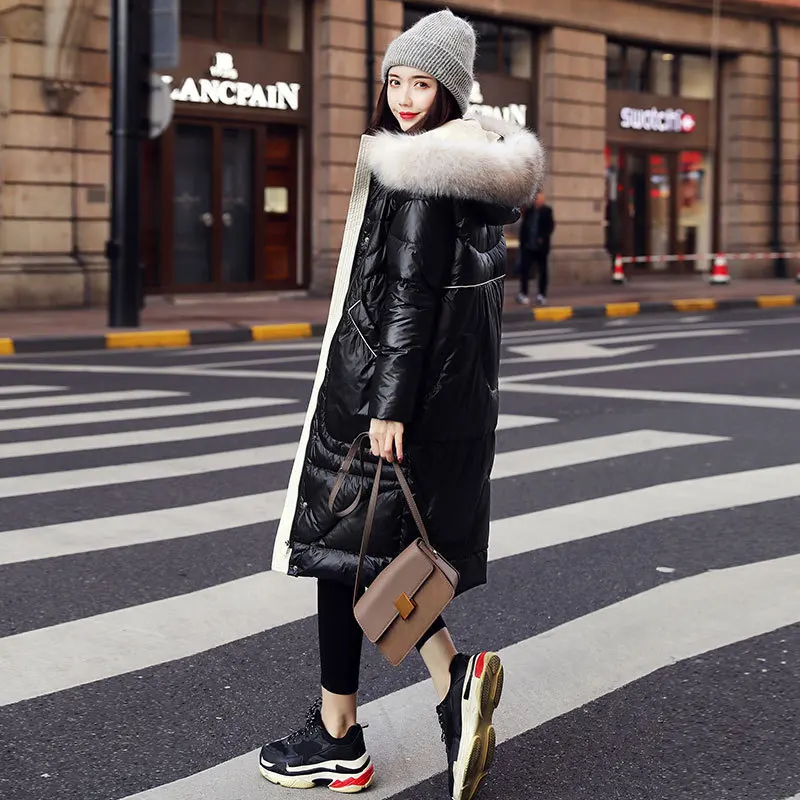 

2020 Winter Coat Women Duck Down Jacket Woman Hooded Warm Raccoon Fur Collar Korean Doudoune Femme Hiver Q XM7216 KJ2664
