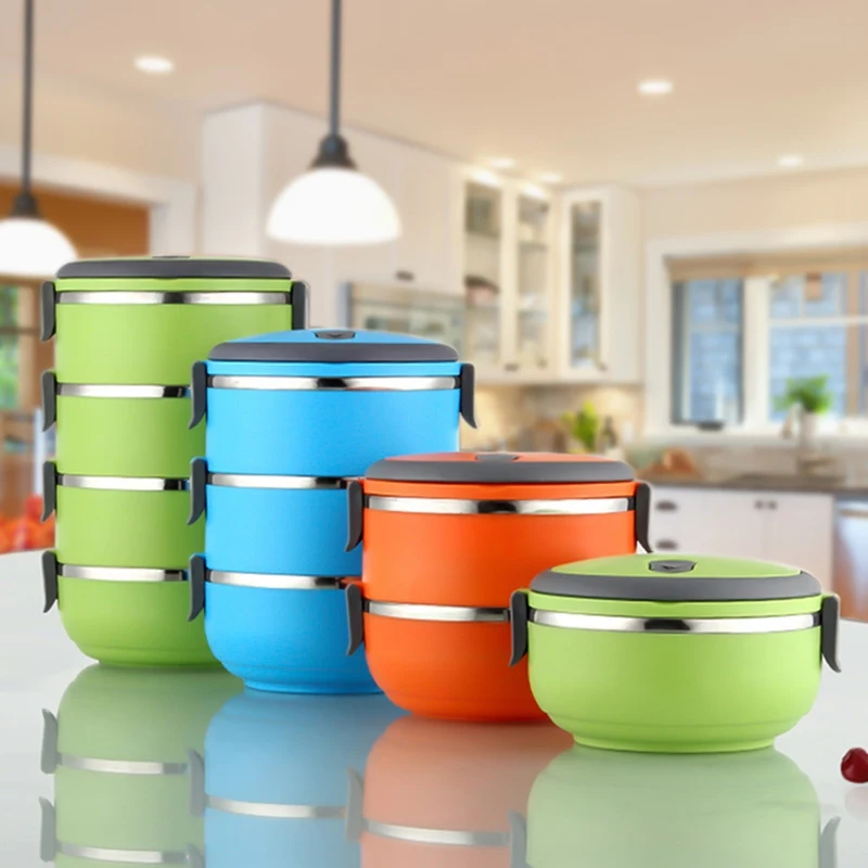 

304 Stainless Steel Multi-layer Thermos Lunch Box Kids Portable Heated Lunchbox Picnic Insulation Food Container