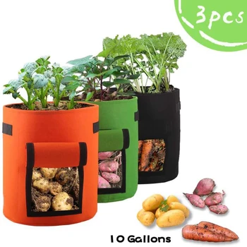 

10 Gallon Plant Growth Bags Fabric Vegetable Planting Seedling Pots with Handles DIY Grow Potato Tomato Planter Container Flower
