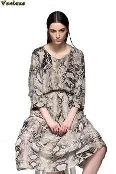 

Vintage Summer Dress Women Long Elegant 200% Real Silk Dresses Boho Beach Evening Party Dresses Fit Snake Vestidos LW2920