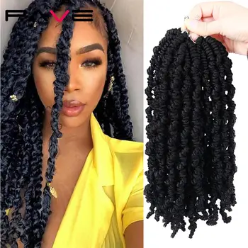 

FAVE Passion Twists Spring Synthetic Crotchet Braids Hair Extensions Ombre Black Brown15 Strands In One Bulk For Black Women
