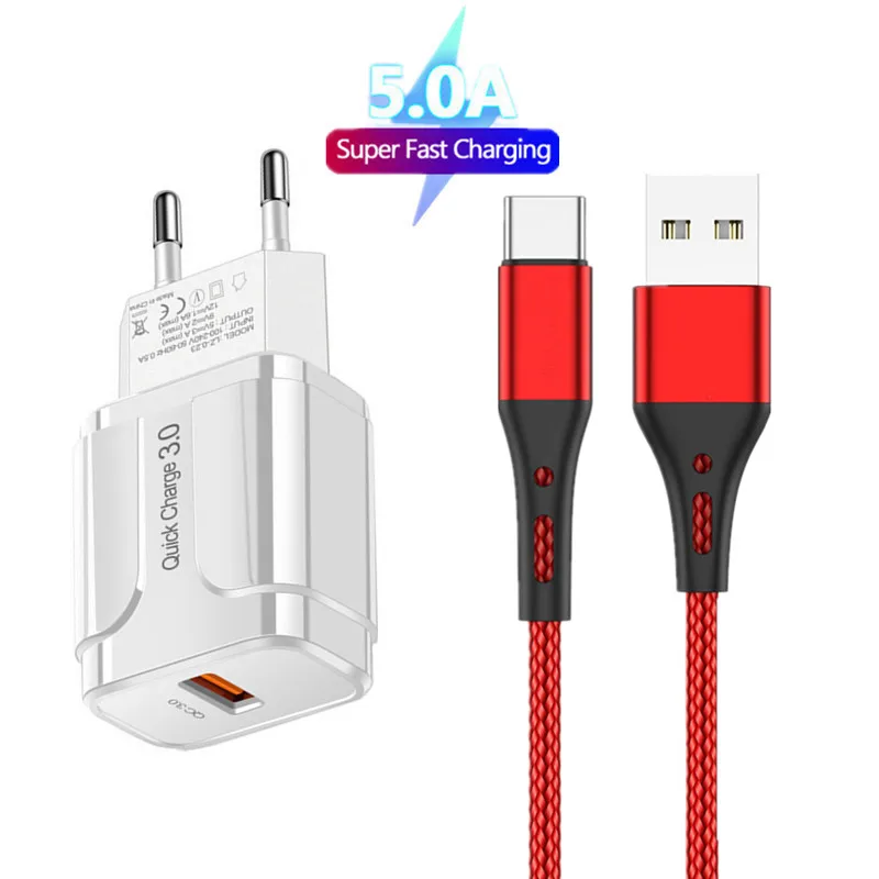 For Huawei Nova 5T P30 lite Mate 20 Pro Honor 30 Xiaomi Samsung A32 M32 A51 5G Quick charge USB Charger X Power Type C Cable | Мобильные