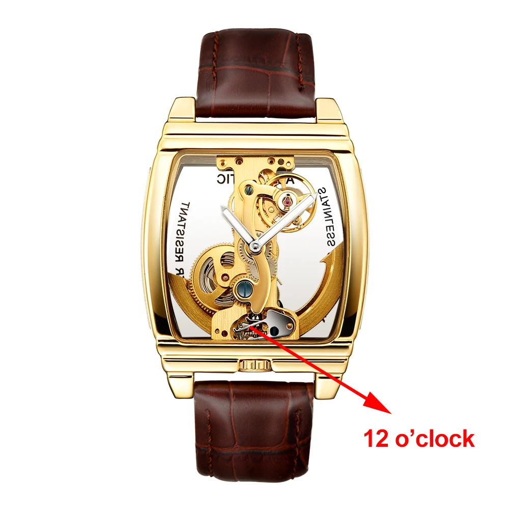 Прозрачные автоматические механические часы для мужчин стимпанк Скелет Роскошные шестерни с автоматическим заводом Кожа Мужские часы montre homme