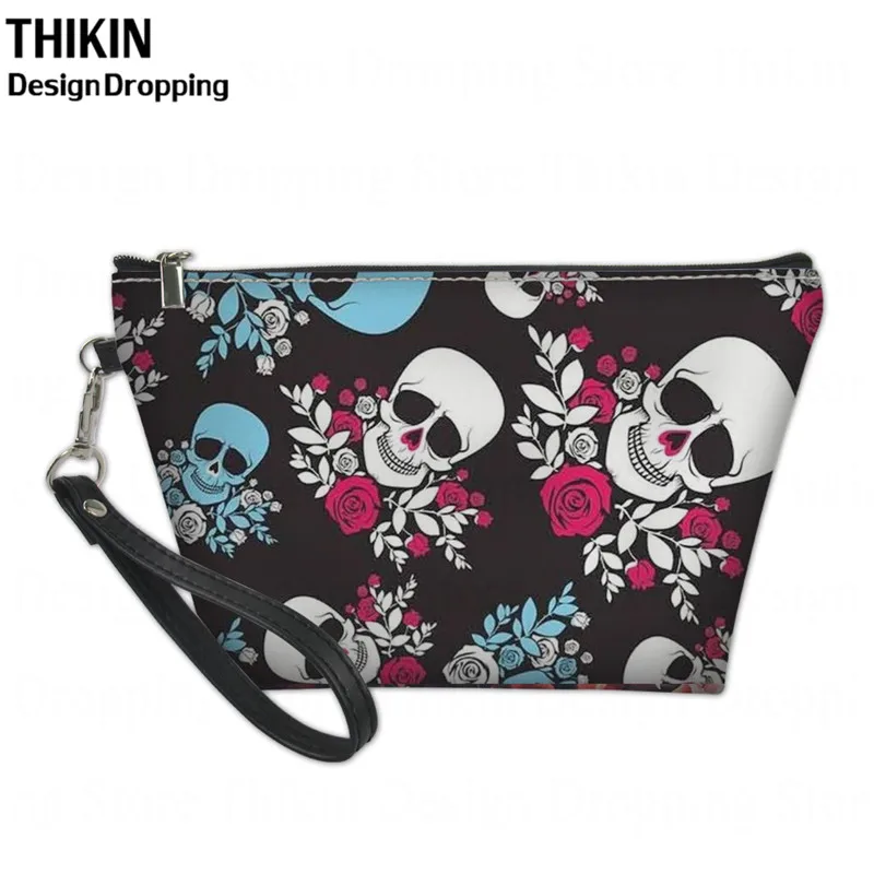 THIKIN Sugar Skull цветочный принт женская косметичка Органайзер дорожная сумка модный красивый чехол для макияжа сумка для женщин Набор для стирки сумки - Цвет: as picture