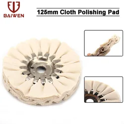 Roue de polissage des voies respiratoires en coton, 5 ", tampon de polissage, 125mm, disque, 16 plis avec noyau de fer, outil abrasif, alésage de 16mm 