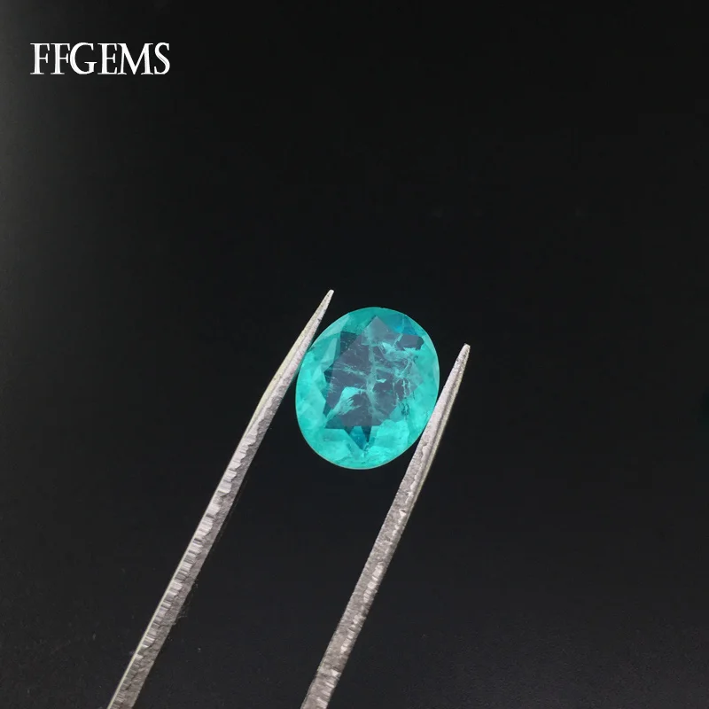 FFGems Brazilian Paraiba Tourmaline Loose Gemstone Created Stone Oval Cut for Women Silver or Gold Mounting Diy Jewelry FFGems Brazilian Paraiba Tourmaline Loose Gemstone Created Stone Oval Cut for Women Silver or Gold Mounting Diy Jewelry