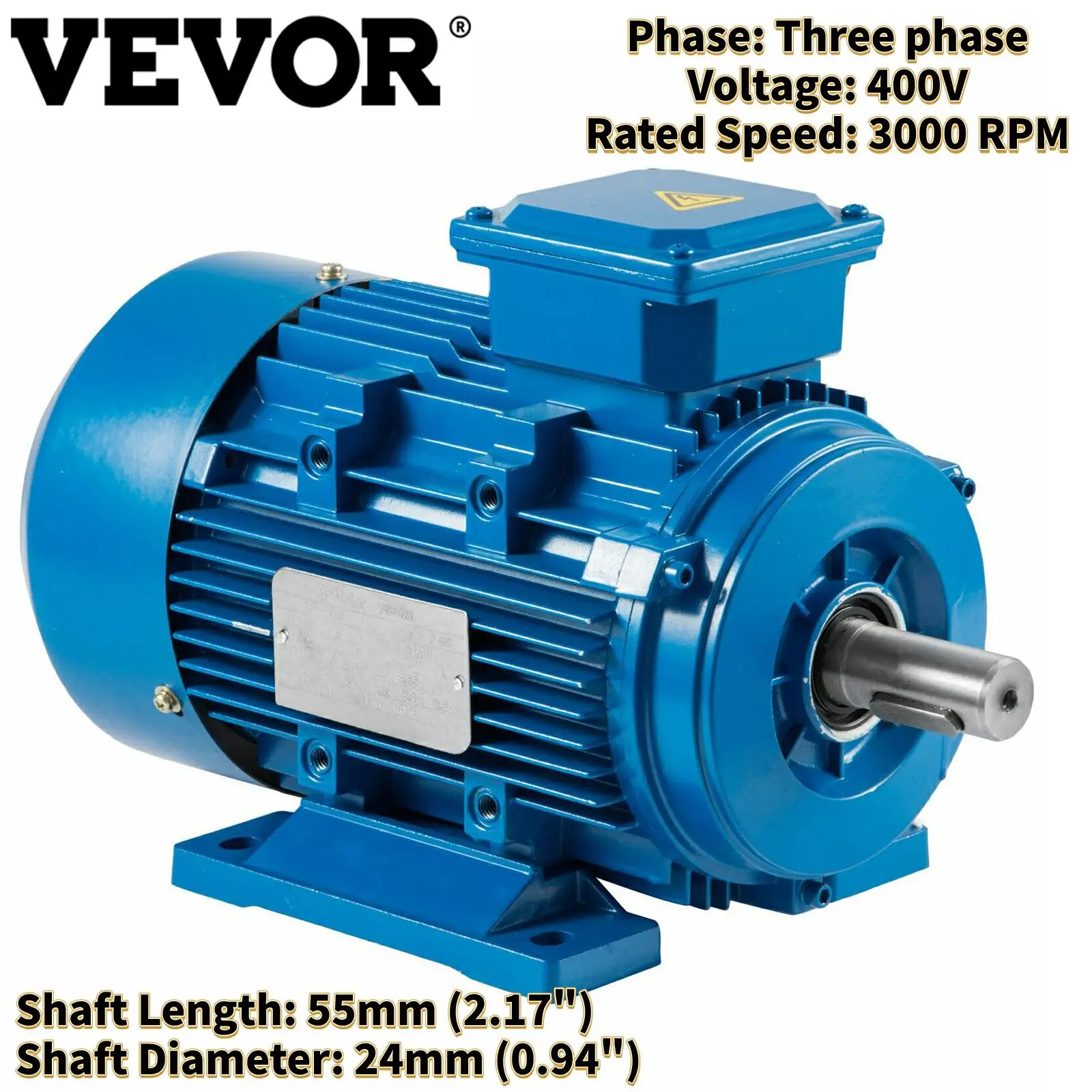 Vevor 3 Phase Asynchronous B3 Mounting Electric Motor 2200w 400v Rated
