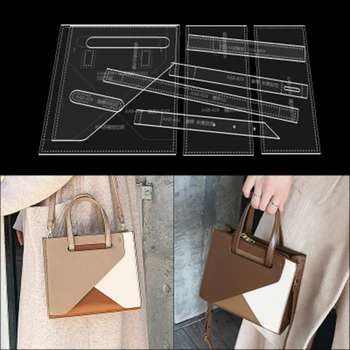 

DIY Leather Craft Template Bag Hand Making Stencil Handcraft Leather Tools Acrylic Transparent herramientas para cuero Durable