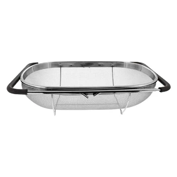 

Sink Colander Strainer Basket Stainless Steel,for Kitchen Sink with Rubber Grip,Fine Mesh Stainless Steel,Expandable Metal Strai