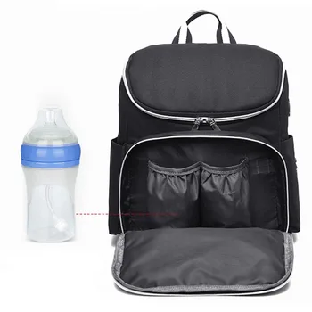 

Polyester Large Capacity Zipper Mom Backpack Durable Baby Outdoor USB Interface Multifunctional Breathable Diaper Bag Gifts