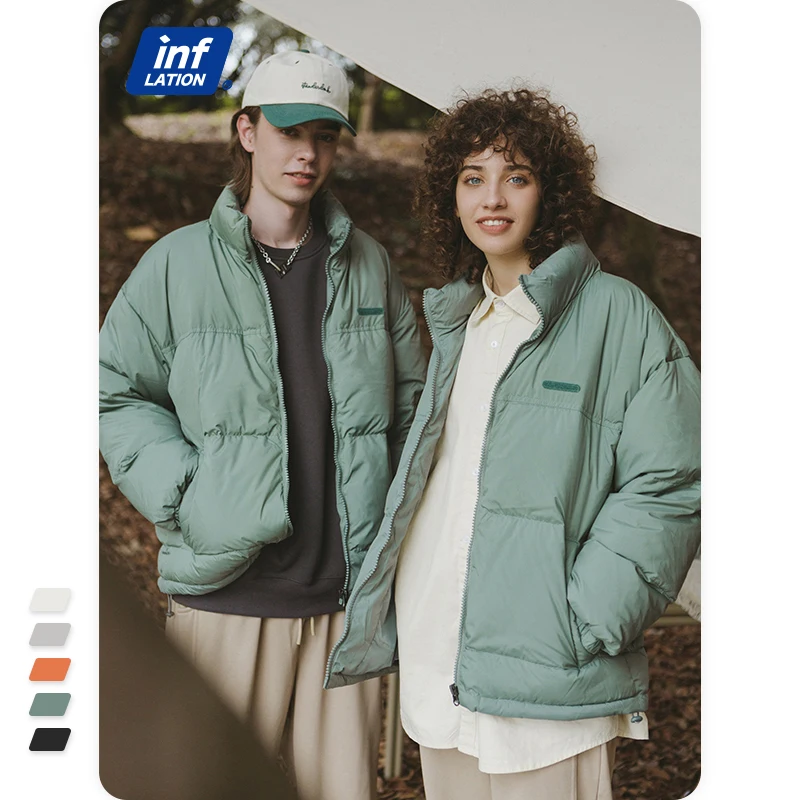 Heren Down Jacket Contrast Color Stand Kraag Puffer Coat Vouten Gewatteerde Thermal Puffer Jacket Heren Down Jacket Contrast Color Stand Kraag Puffer Coat Vouten Gewatteerde Thermal Puffer Jacket