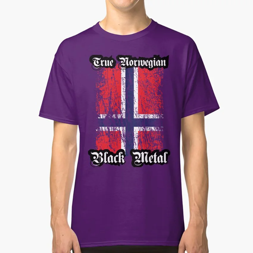 Настоящая норвежская черная неогорская футболка с изображением флага, черная металлическая футболка с надписью True trve, норвежская, черная, металлическая, gaahl burzum - Цвет: Фиолетовый