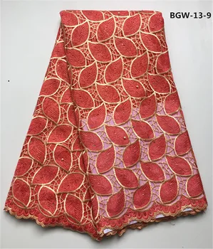

Promotion African lace fabric french net lace with stones 5 yards per lot