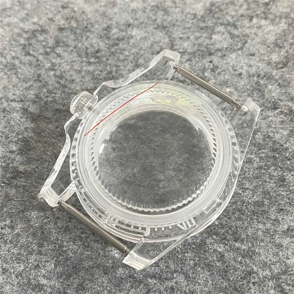 Unidirectional Rotation Bezel 40mm SUB Plastic Transparent Watch Case for NH35 NH36 Movement Repair Part Watch Accessories