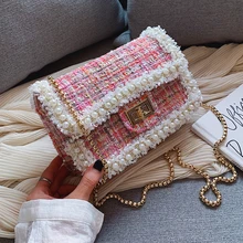 Шерстяные, с перламутром сумки через плечо для Для женщин зимние модные роскошные через плечо на цепочке сумка через плечо, для девушек, качество дамские сумочки и кошельки