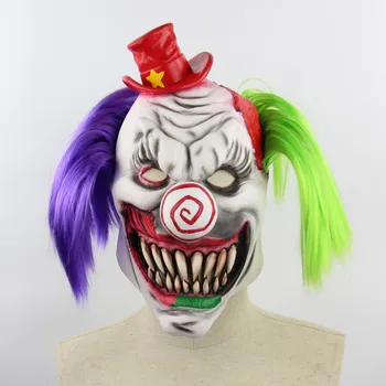 

Creative Natural Latex Halloween Bar Party Supplies Waterproof Environment-friendly Scary Latex Plush Clown Mask Q7