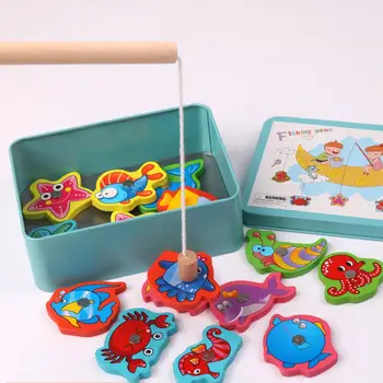 

Children Baby Educational Toy Iron Box Magnet Fish Wooden Game Set Novelty Toys Cognition Magnetic Toys Set Kids Gifts