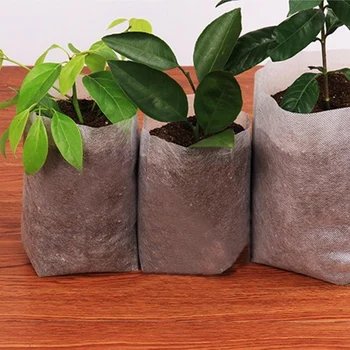 

300Pcs Non-Woven Biodegradable Nursery Bags Plant Grow Bags Fabric Seedling Pots Nursing Raising Growing Bags (20X20Cm/7.8X7.8In