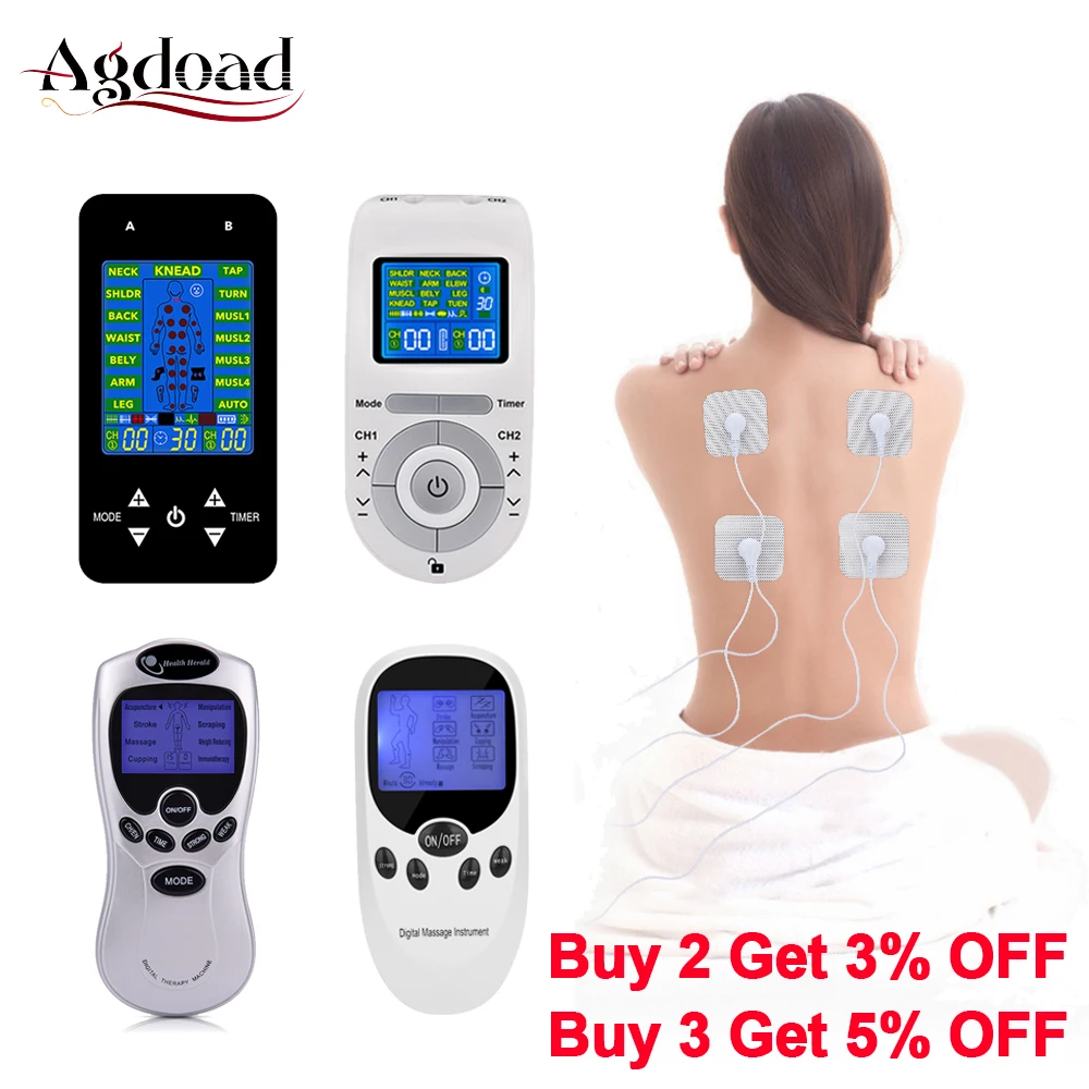 

6/8/12/15 Modes Tens Machine Unit 4 Electrode Pads for Pain Relief Pulse Massage EMS Muscle Stimulation Tens Electroestimulador