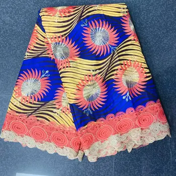 

Graceful party African veritable wax material embroidery cotton print wax fabric lace WLF266(6yards/lot)