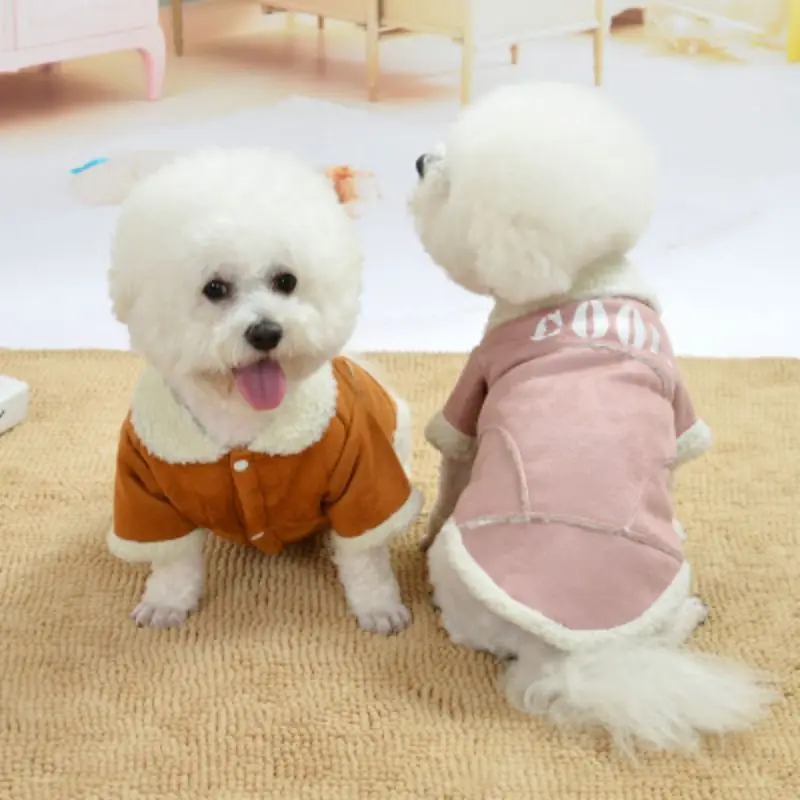 New Pet Autumn Winter Warm Costume 2-legged Coat Thickening Fleece Button Jacket For Dogs | Дом и сад