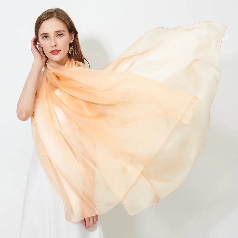 100% натуральный шелк шифон шарф для Для женщин чистого натурального шелка Bufand