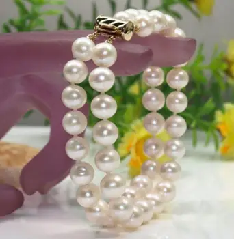 

Jewelry Free Shipping NEW 2 ROW NATURAL WHITE SOUTH SEA PEARL BRACELET 7.5-8 INCH