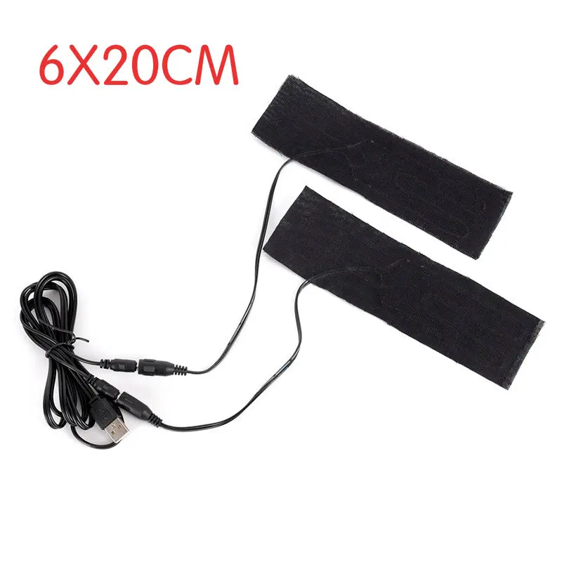 6X20CM 1PCS USB заряженный теплый паста колодки водонепроницаемый волокна углерода грелку безопасный нагрев портативный грелку для жилета куртка ткань поставки - Цвет: 6X20CM 1PCS