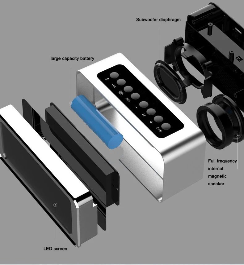 Модные зеркальные настольные часы, Bluetooth, динамик, настольные часы, многофункциональный светодиодный, цифровые, электронные часы, украшение для дома